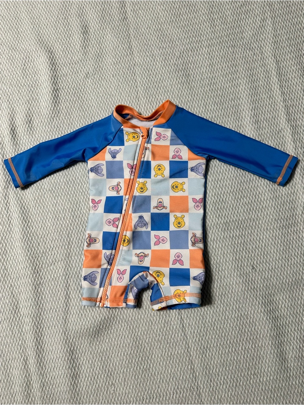 Disney Winnie The Pooh Kids Blue & Orange Character-Print Swim Romper